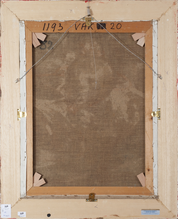 Freek van den Berg, (1918 - 2002), olieverf op doek, Dame in atelier kopen? Bied vanaf 1200!