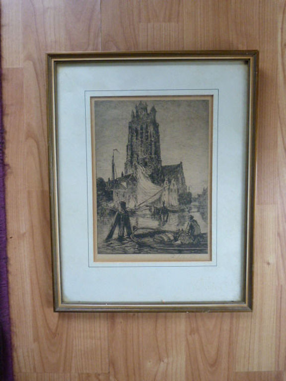  Oskar Paul Matthes ( 1872 – 1956 ) - Gezicht op haven te Dordrecht. kopen? Bied vanaf 1!