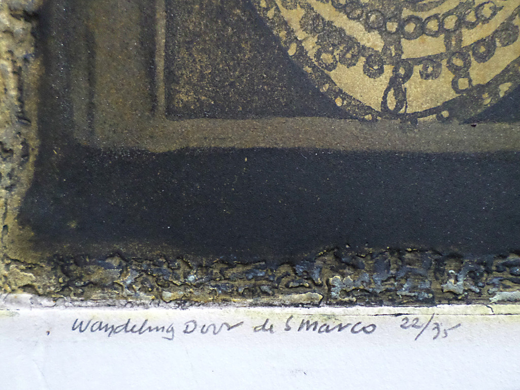 Ru van Rossem - Wandeling door de St. Marco, aquatint ets met reliëfdruk kopen? Bied vanaf 175!