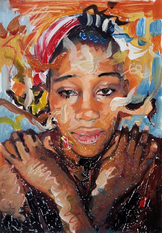 Peter Klashorst - Mombasa girl - olie op papier - gesigneerd kopen? Bied vanaf 90!