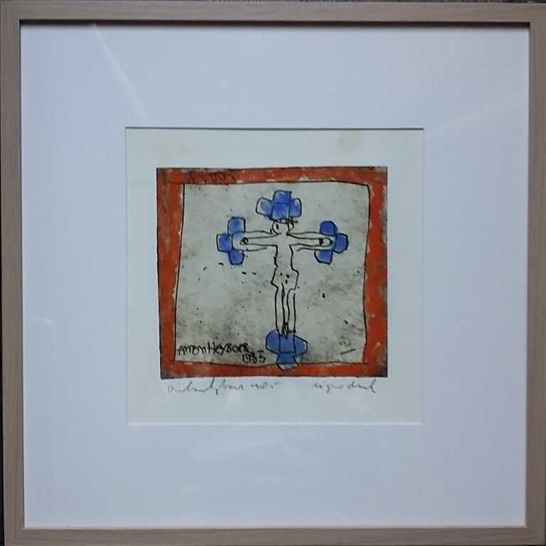 Anton Heyboer, ingekleurde ets Crusifix verkocht voor € 275!