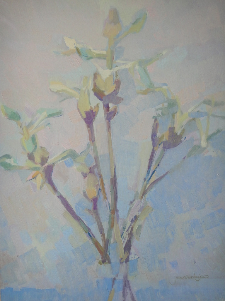 Jan Verheijen, olieverf op board, bloesemtakken kopen? Bied vanaf 65!