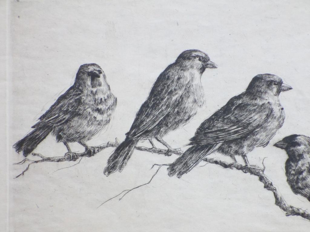A.G.Dieperink, Vogels op een tak, Ets kopen? Bied vanaf 35!