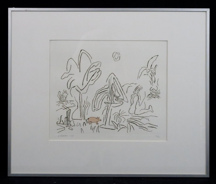 Pieter Holstein: Ets, Zonder titel 278 - Ingelijst verkocht voor € 50!