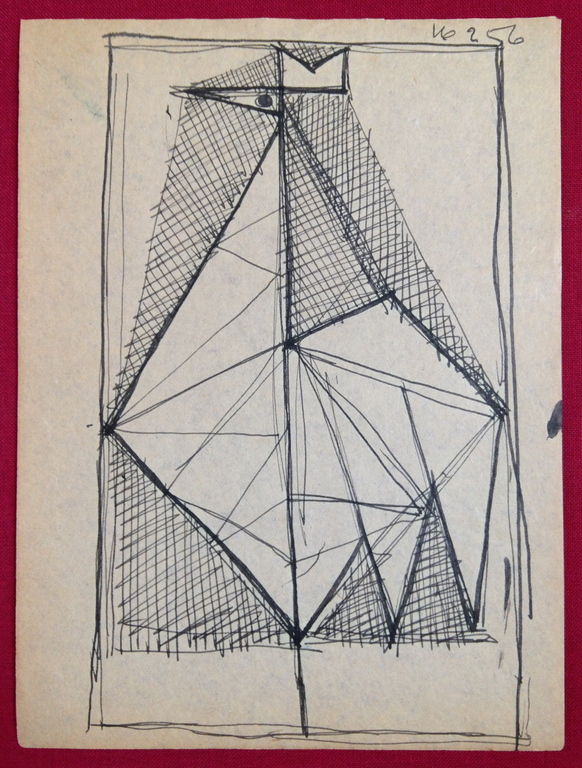 Siep van den Berg, Originele gedateerde inkt tekening uit 1956 verkocht voor € 38!