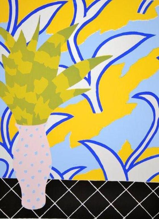 Chris de Bueger: Zeefdruk 'Stilleven met plant', 1973 kopen? Bied vanaf 1!