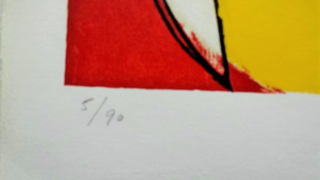 Zeefdruk van Peter Diem - abstract rood kopen? Bied vanaf 1!