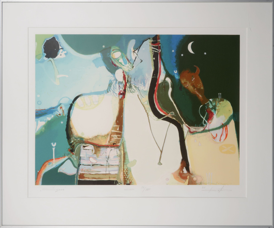 Kantcho Kanev: Zeefdruk, Zonder titel - Ingelijst verkocht voor € 90!