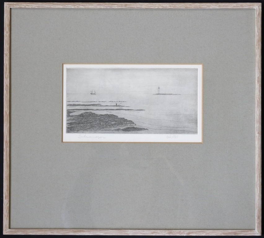 Flip Schrameijer: Ets, strand -Ingelijst kopen? Bied vanaf 35!