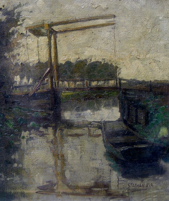 Stephan Kip (1914-1981) - Bruggetje over vaart, omgeving Hilversum kopen? Bied vanaf 85!
