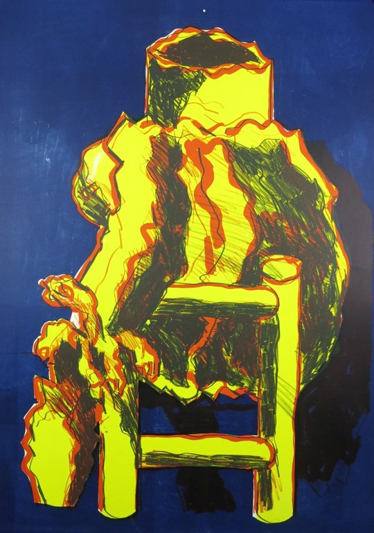 Jan Sierhuis: Kleurenlitho, Zittend figuur kopen? Bied vanaf 1!