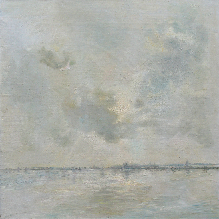 OLIEVERF op Linnen - Loosdrechtse Plassen (gesigneerd LvC) verkocht voor € 150!