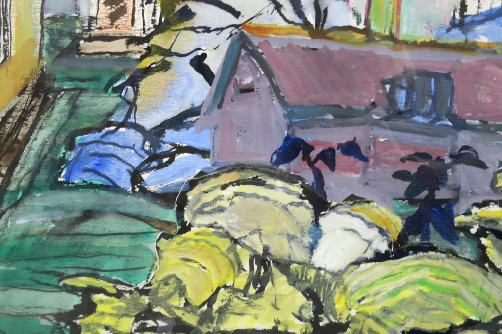 Hans Ebeling Koning: Gouache, Binnenplaats - Ingelijst kopen? Bied vanaf 150!