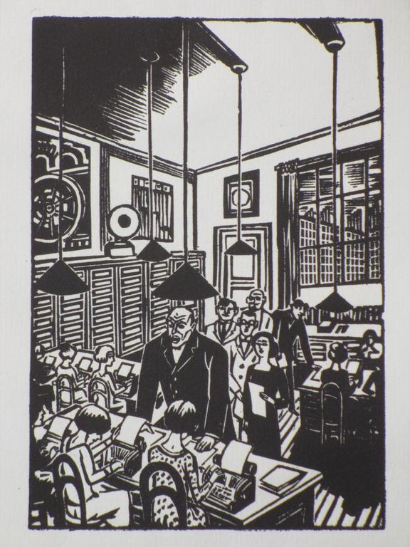 Frans Masereel, Bureel, Houtsnede 1925 verkocht voor € 45!