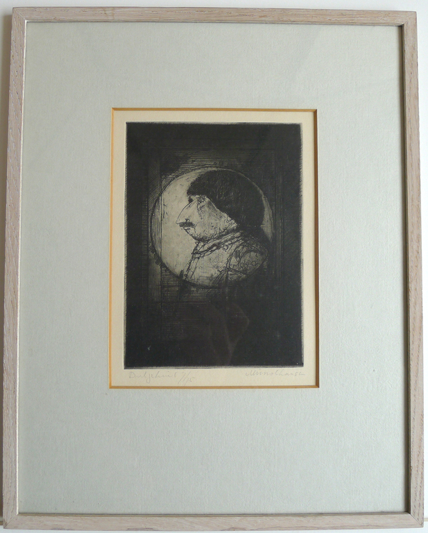 Dirkje Kuik: ets, 'Münchhausen' en Boek 'Avonturen van de Baron van Münchhausen  verkocht voor € 125!