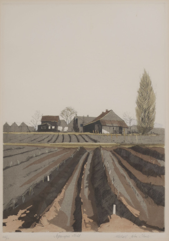 Michael John Hunt: Ets en Aquatint, Asparagus field - Ingelijst kopen? Bied vanaf 1!