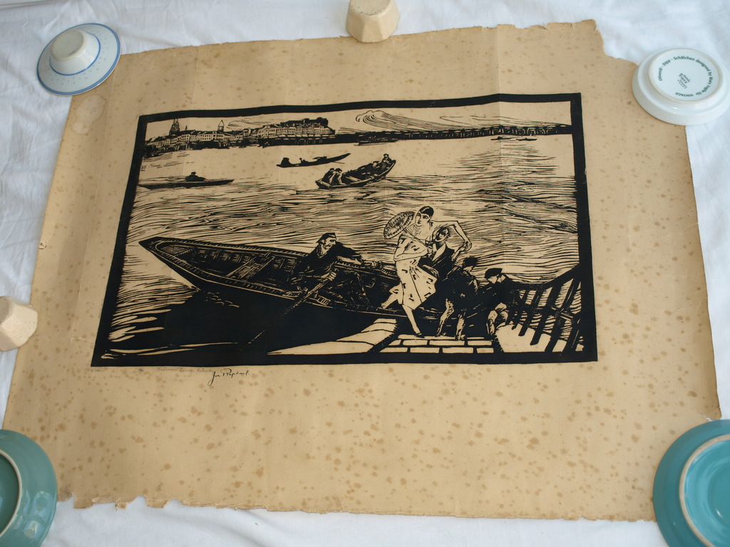 Joseph Raphael (1869-1950): Houtsnede,  Bootreis, Ostende , België – ca 1927 kopen? Bied vanaf 1!