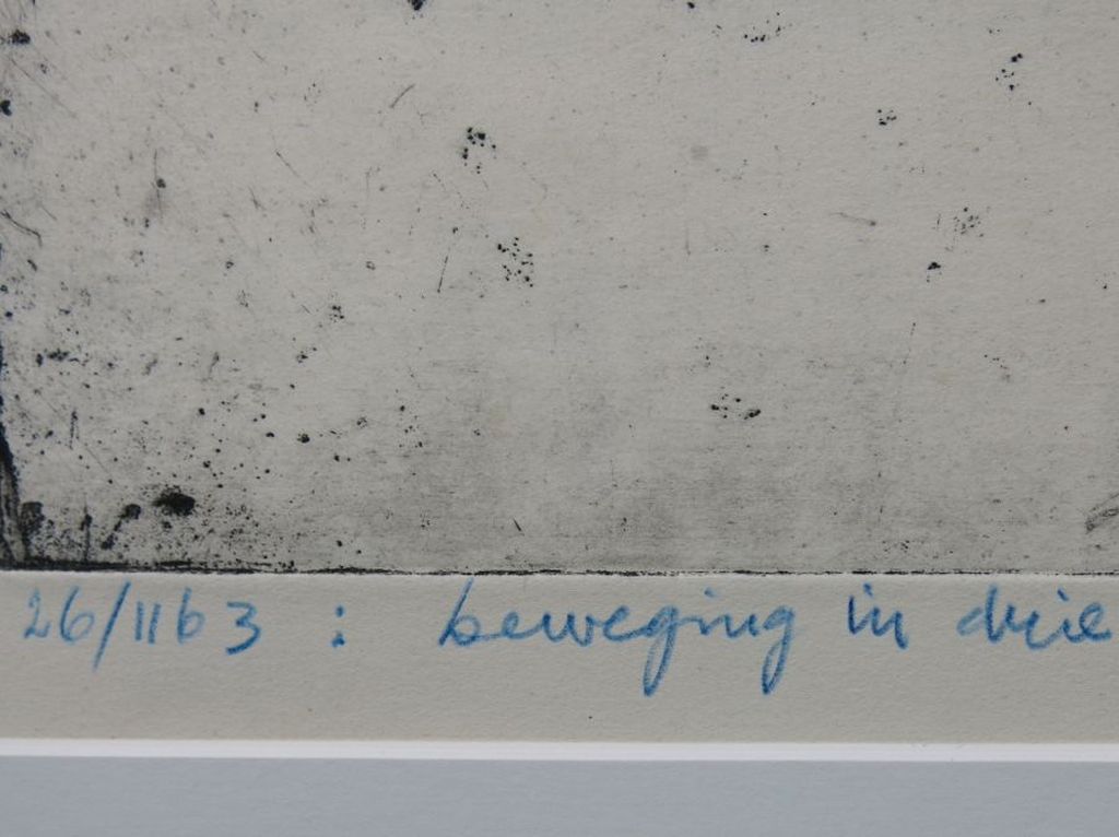 Hannes Postma: Ets en aquatint, Beweging in drie kopen? Bied vanaf 70!