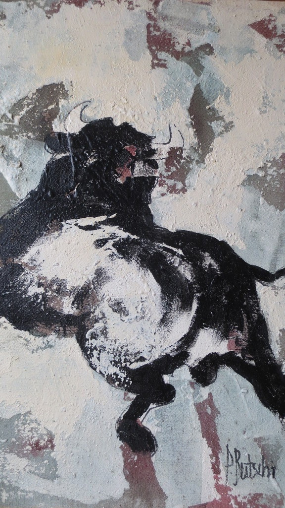 OLIE OP DOEK  "STIER"  verkocht voor € 45!