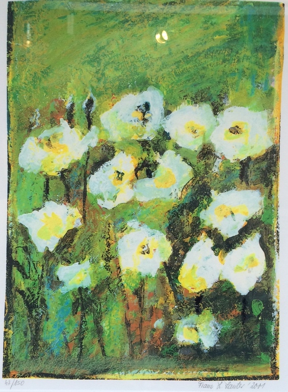 Franz Lauter, zeefdruk met lijst, bloemen kopen? Bied vanaf 50!
