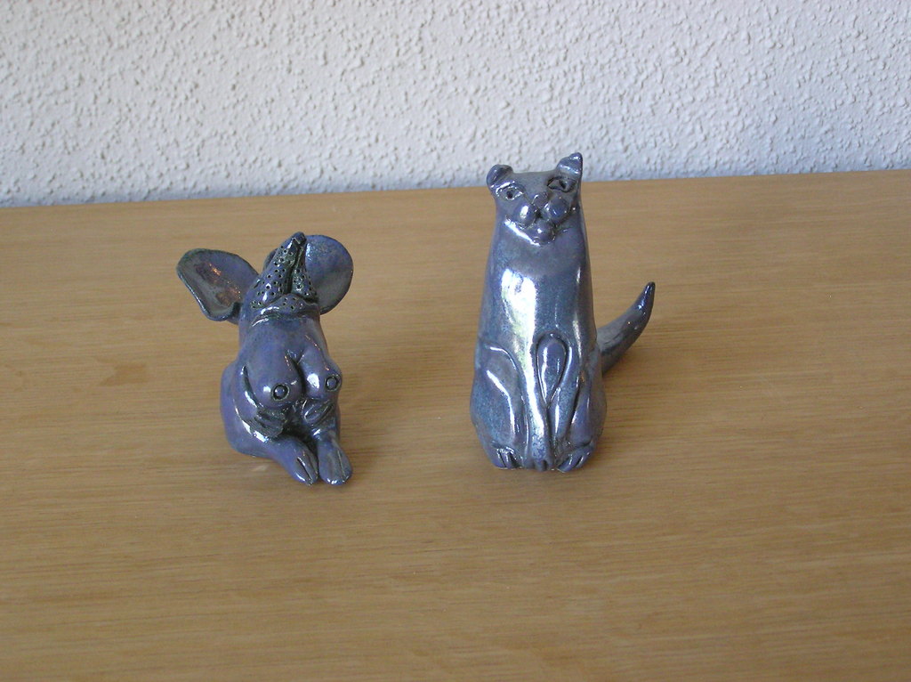 Jan Saarloos - Kunstkeramieken figuur van een muis en een kat kopen? Bied vanaf 25!