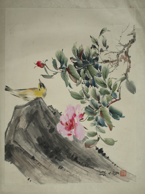 Japanse kunstenaar – Aquarel – Vogel en bloem – 45 x 34 cm - ca 1970 kopen? Bied vanaf 35!