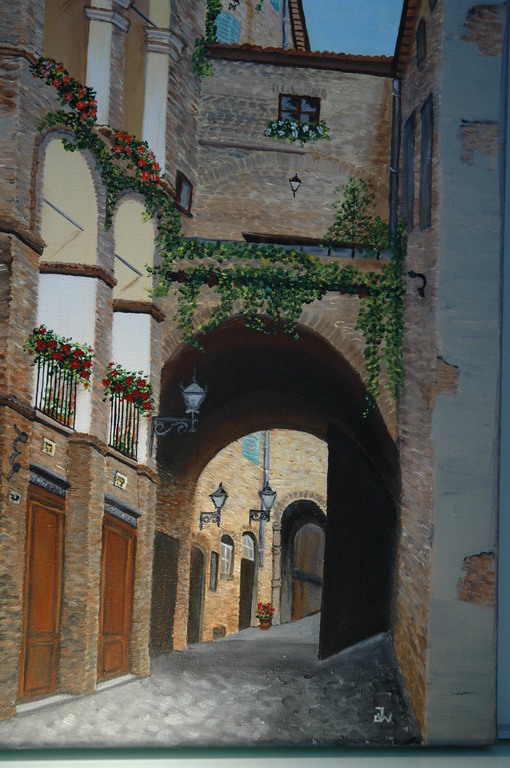 Doorkijkje Straatje in Sienna Italie (olieverf) kopen? Bied vanaf 1!