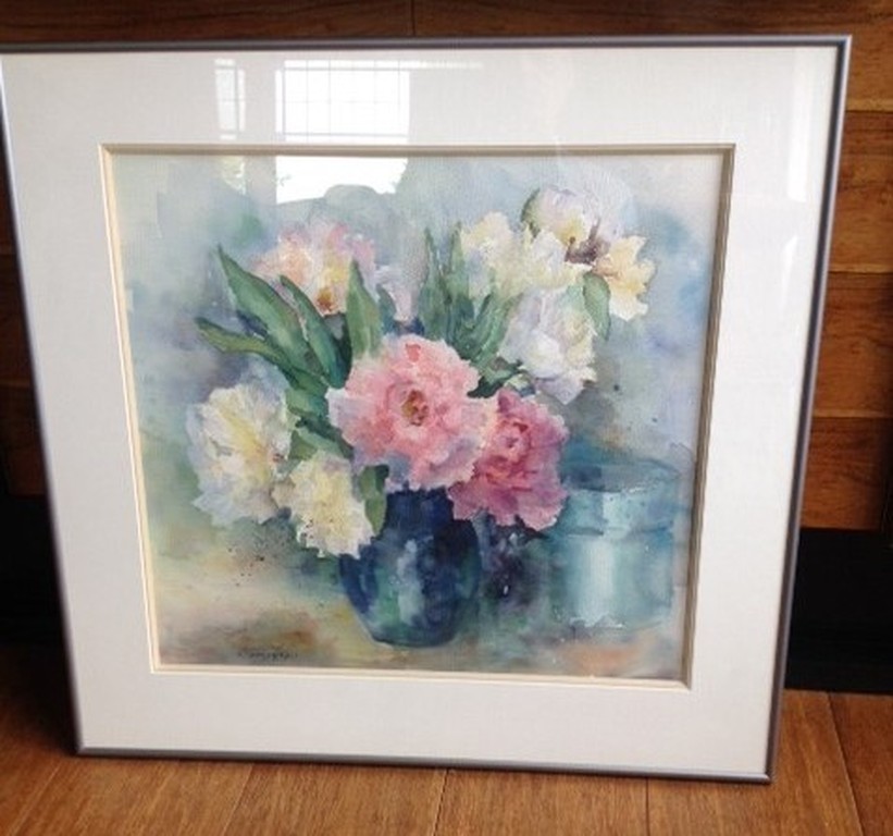 MIA HEERING-GALLIS: Aquarel, Vaas met bloemen - origineel kopen? Bied vanaf 300!