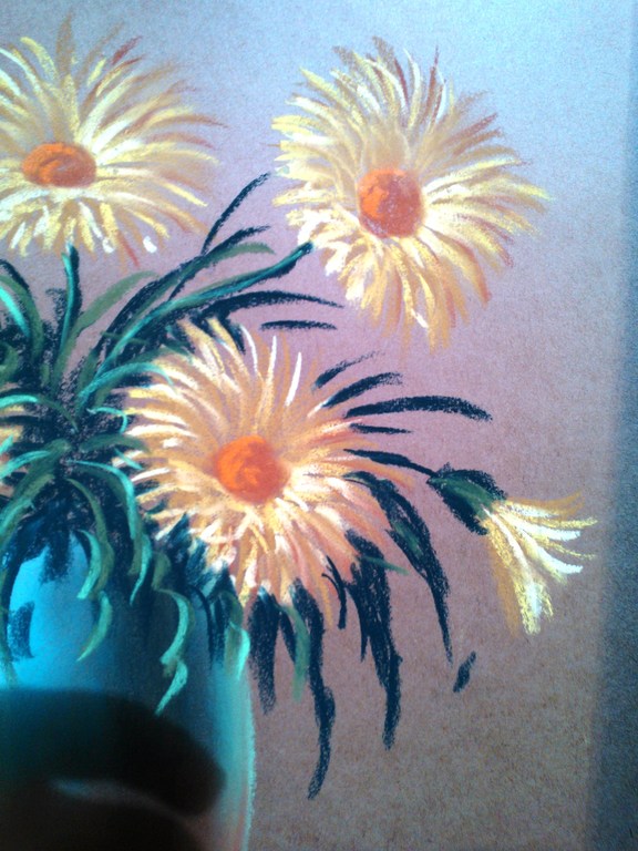 E MOSI-Bloemen in vaas-Krijttekening op papier kopen? Bied vanaf 1!