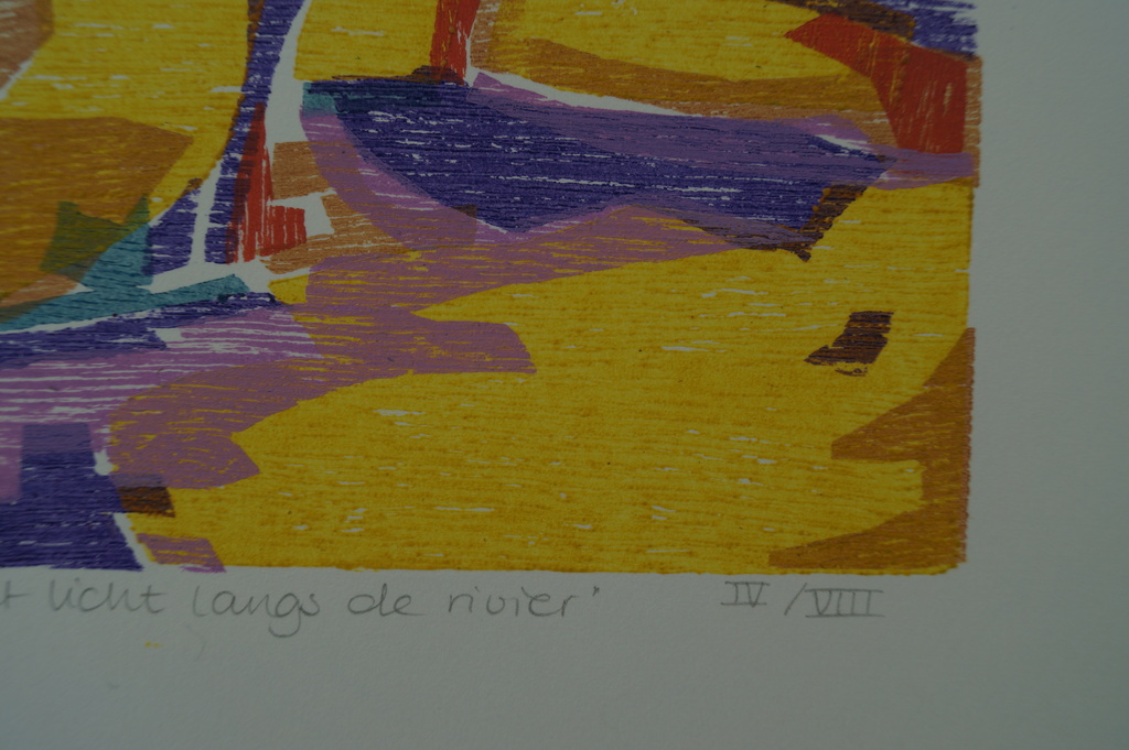 Angenelle Thijssen - Het licht langs de rivier - gesigneerde houtsnede  kopen? Bied vanaf 1!