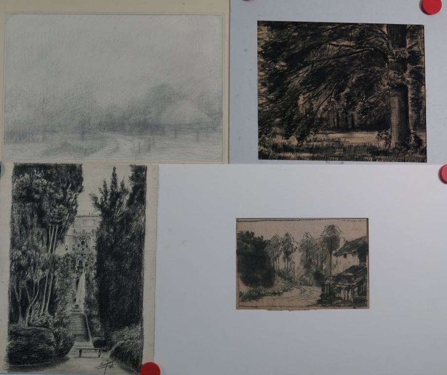 Cornelis Koning: Potloodtekening, landschap. kopen? Bied vanaf 1!