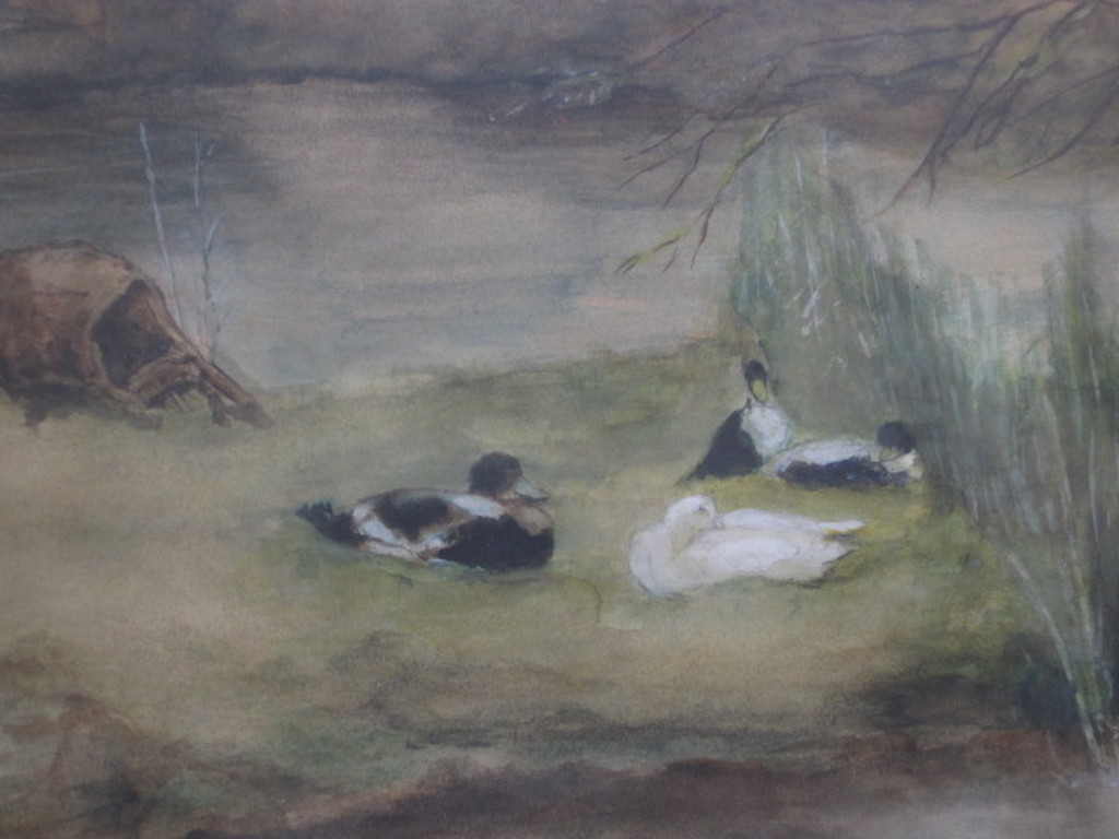 Nabloei Haagse School Pastel "eenden" van Geo Poggenbeek 1853-1903 kopen? Bied vanaf 1!