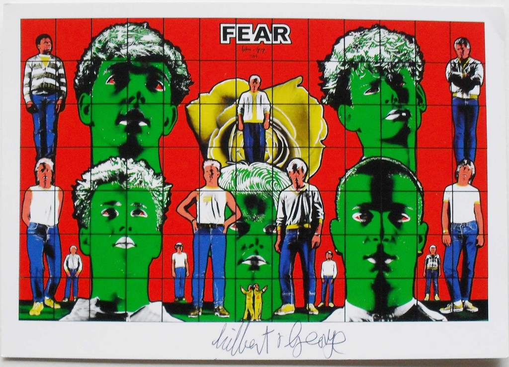 Gilbert & George - Fear ( from Death HOPE LIFE FEAR ) 1984 - multiple KPK - handgesigneerd verkocht voor € 55!