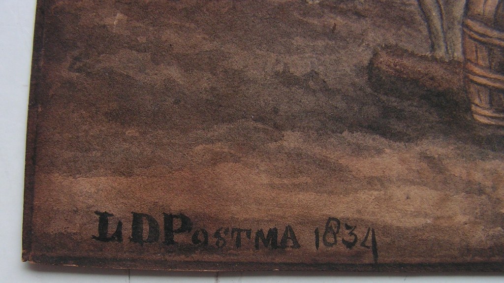 L.D.Postma  -  aquarel uit jaar 1834 -  de uitspanning kopen? Bied vanaf 1!