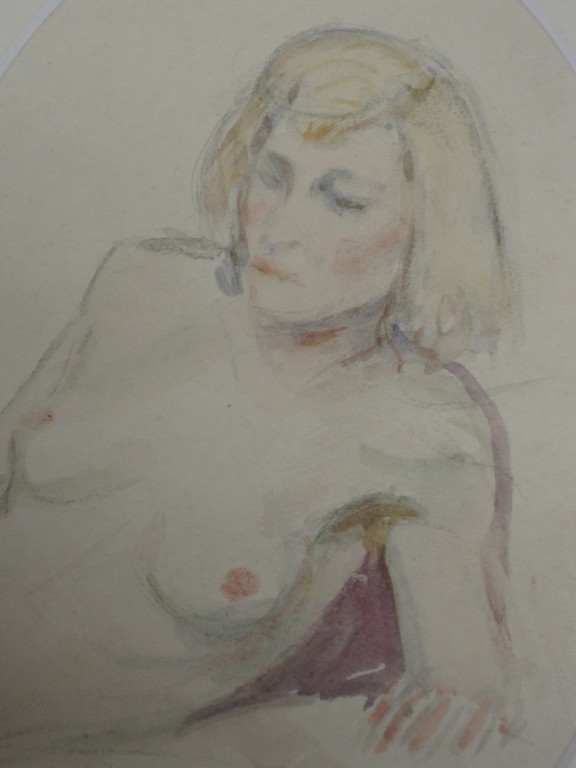 Johan Meijer 1885-1970 aquarel "liggend naakt" ca 1950  verkocht voor € 50!