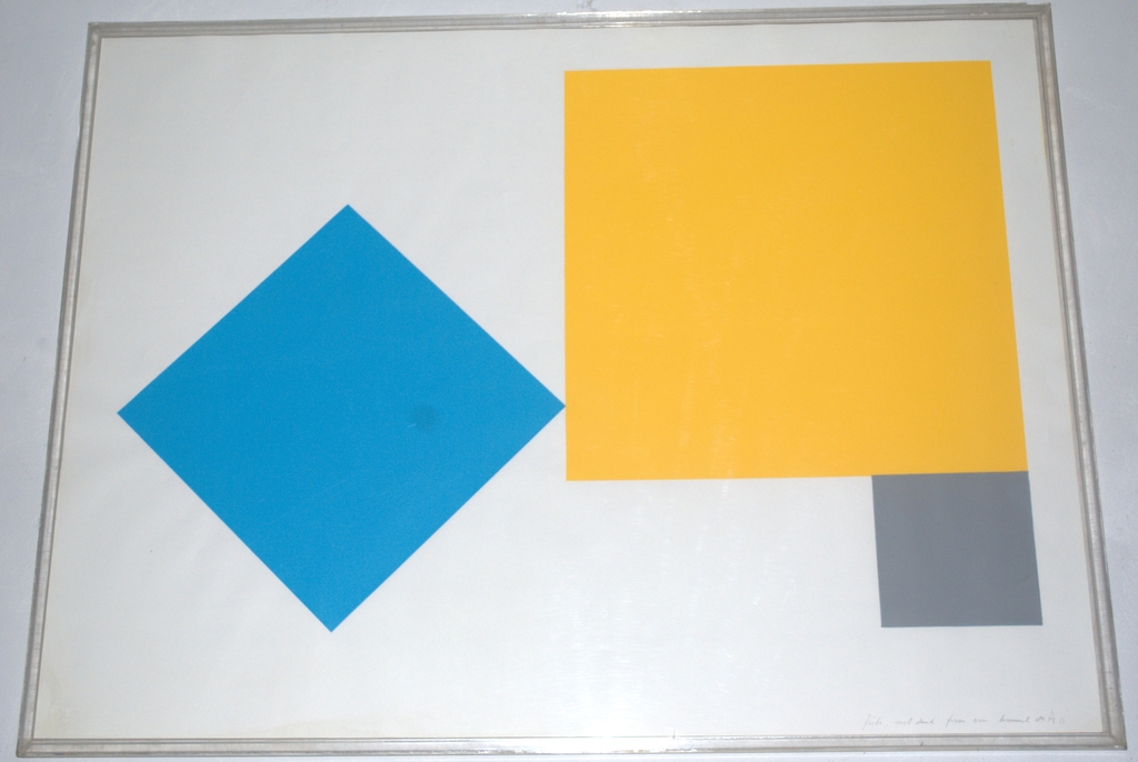 GROOT GESCHILDERD ABSTRACT WERK IN PERSPEX LIJST DOOR FRANS VAN BOMMEL  kopen? Bied vanaf 75!