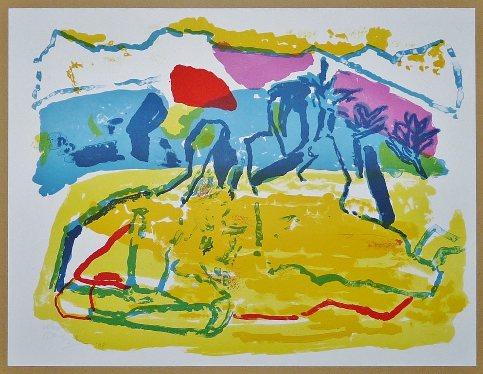 Pieter Defesche, kleurenlitho, zonder titel, 1998, oplage 100stuks verkocht voor € 50!