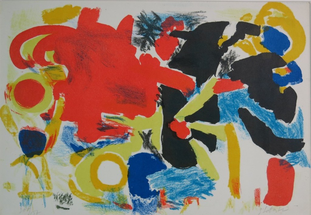 Ger Lataster: Litho, abstracte compositie verkocht voor € 80!