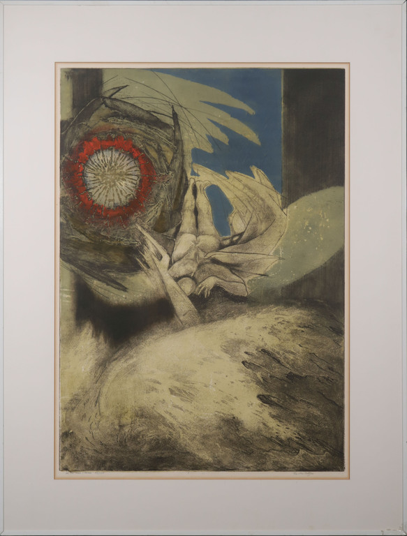 Ru van Rossem: Ets en Aquatint, De val van Icarus - Ingelijst kopen? Bied vanaf 100!