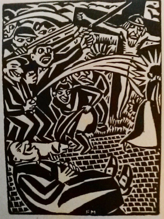 Frans Masereel, houtsnede, uit Ideé 1920 verkocht voor € 35!
