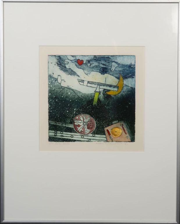 Michel van Overbeeke: Ets met bladgoud, Table music - Ingelijst kopen? Bied vanaf 40!