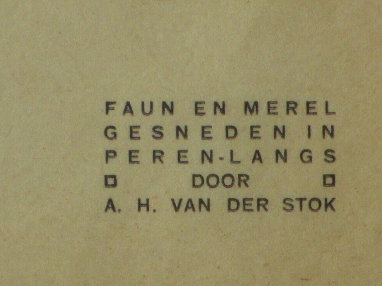 Henri van der Stok, Faun en Merel, Houtsnede kopen? Bied vanaf 35!