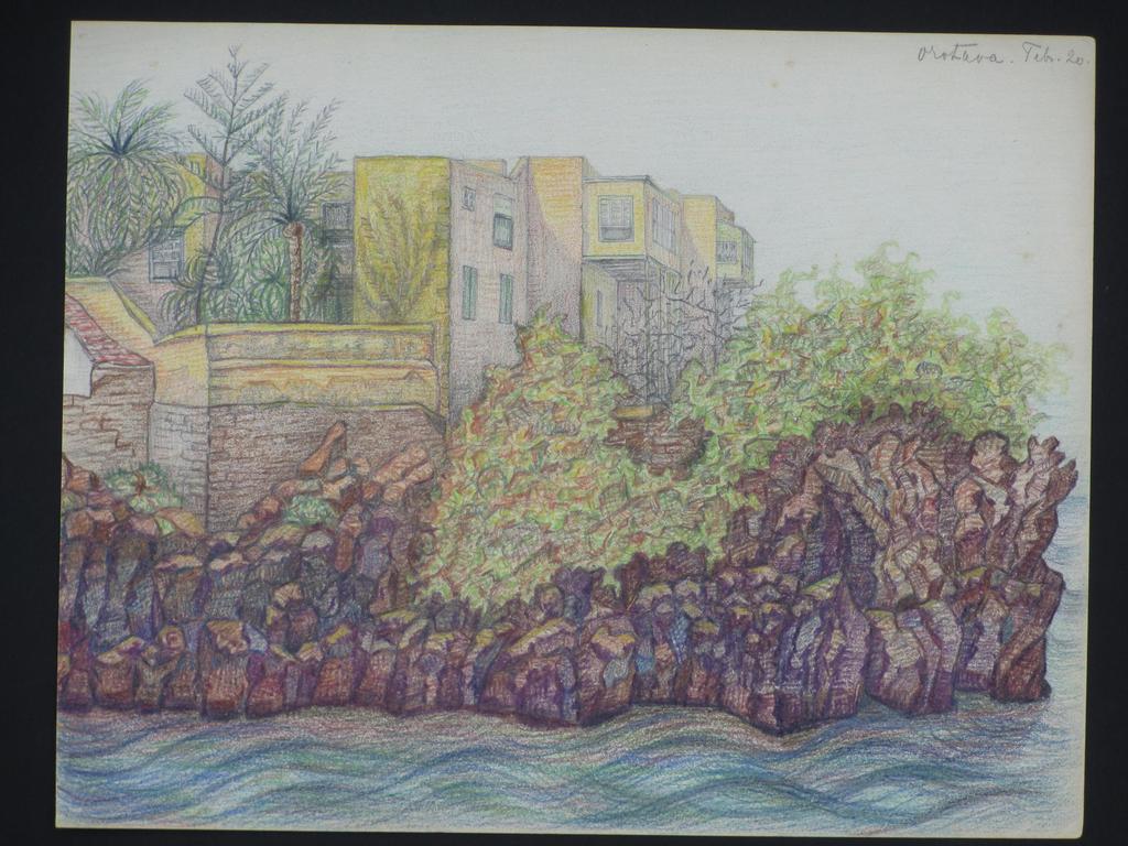 Antoinette van Hoytema, Mediterraan kustgezicht, Kleurtekening kopen? Bied vanaf 40!