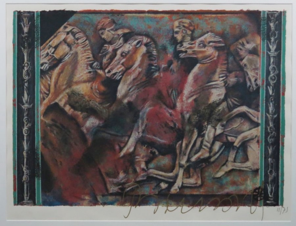 Gerti Bierenbroodspot: Zeefdruk, Paarden - Ingelijst verkocht voor € 160!