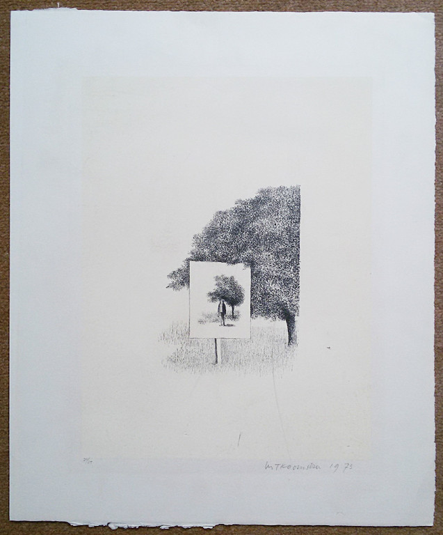 Metten Koornstra - Bord met man onder een boom onder een boom, litho kopen? Bied vanaf 1!