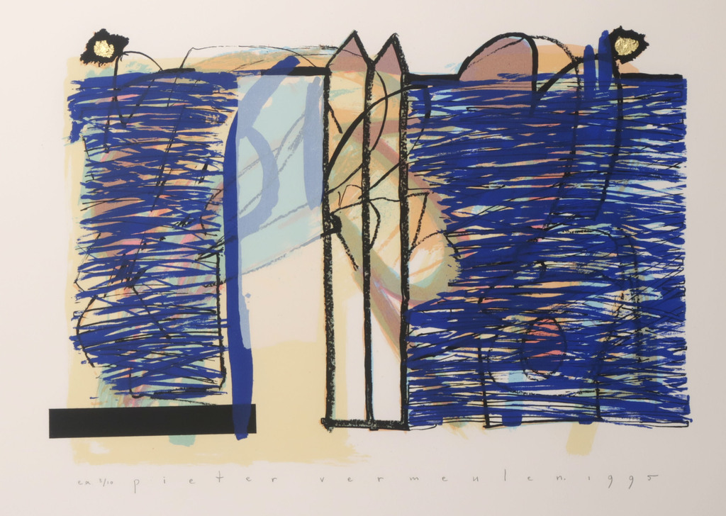 Pieter Vermeulen: Zeefdruk, Z.T. - Ingelijst verkocht voor € 35!