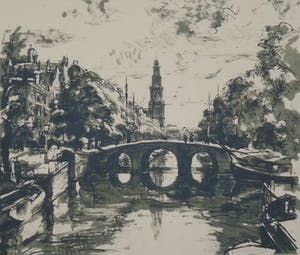 Wilhelm Wagner - Wilhelm Wagner: Lithografie. Amsterdams stadsgezicht, 1921, Oplage 100 ex. kopen? Bied vanaf 30!