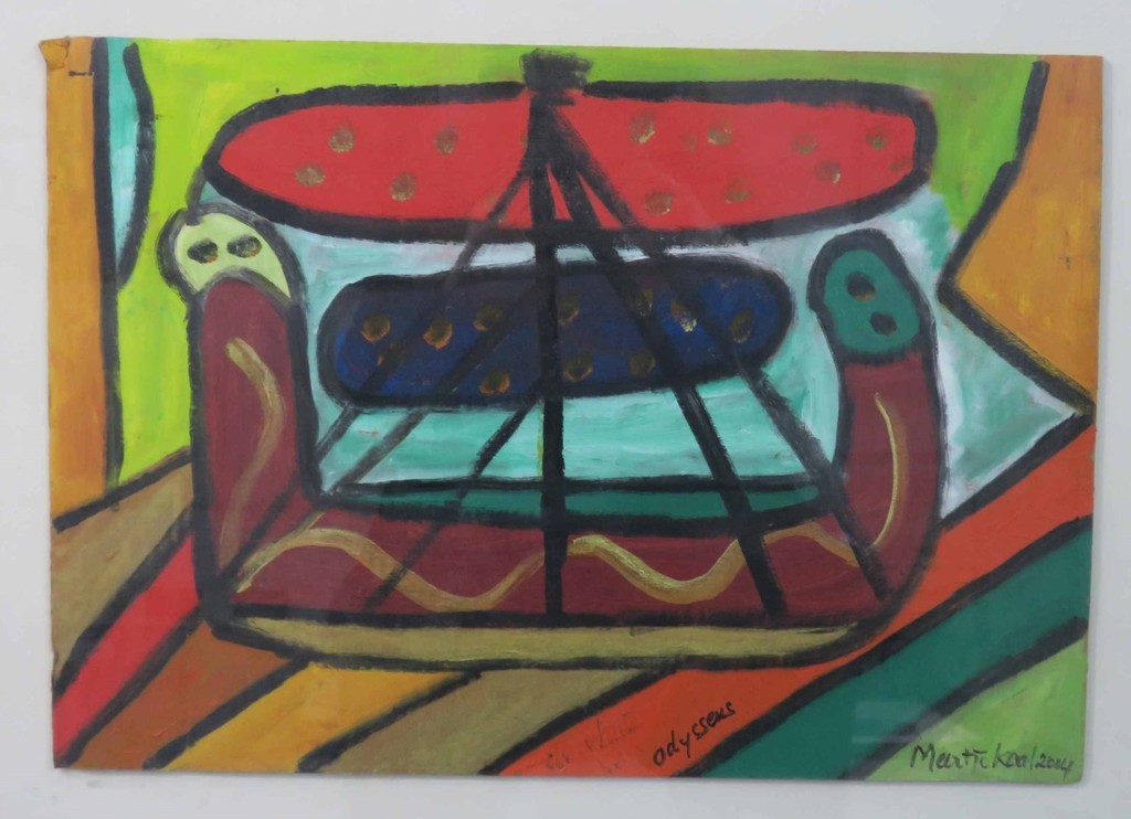 Meertje Kaal: Olieverf en Acryl op karton, De vloot van Odysseus - Ingelijst kopen? Bied vanaf 1!