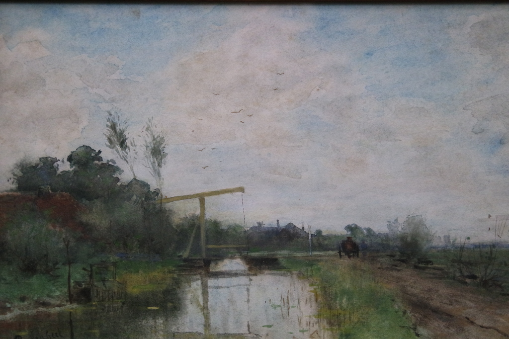 Geo Poggenbeek - aquarel - landschap met ophaalbrug - gesigneerd l.o. verkocht voor € 495!