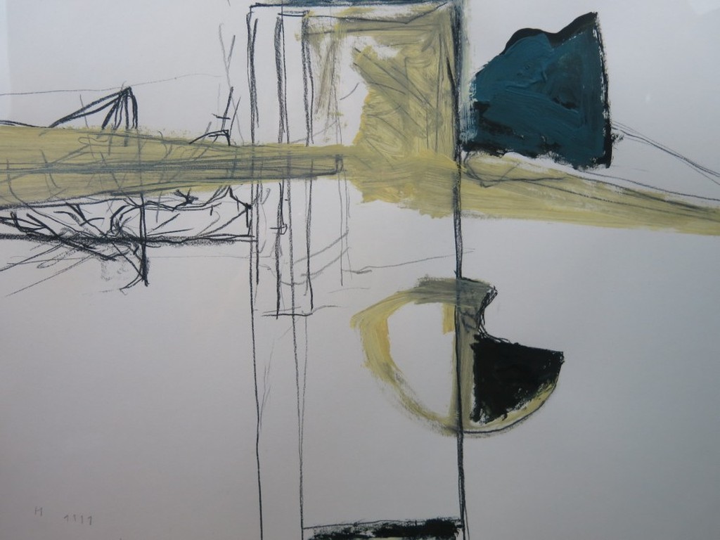 Miguel Ybanez: Acryl en krijt op papier, Abstract II -Ingelijst kopen? Bied vanaf 150!